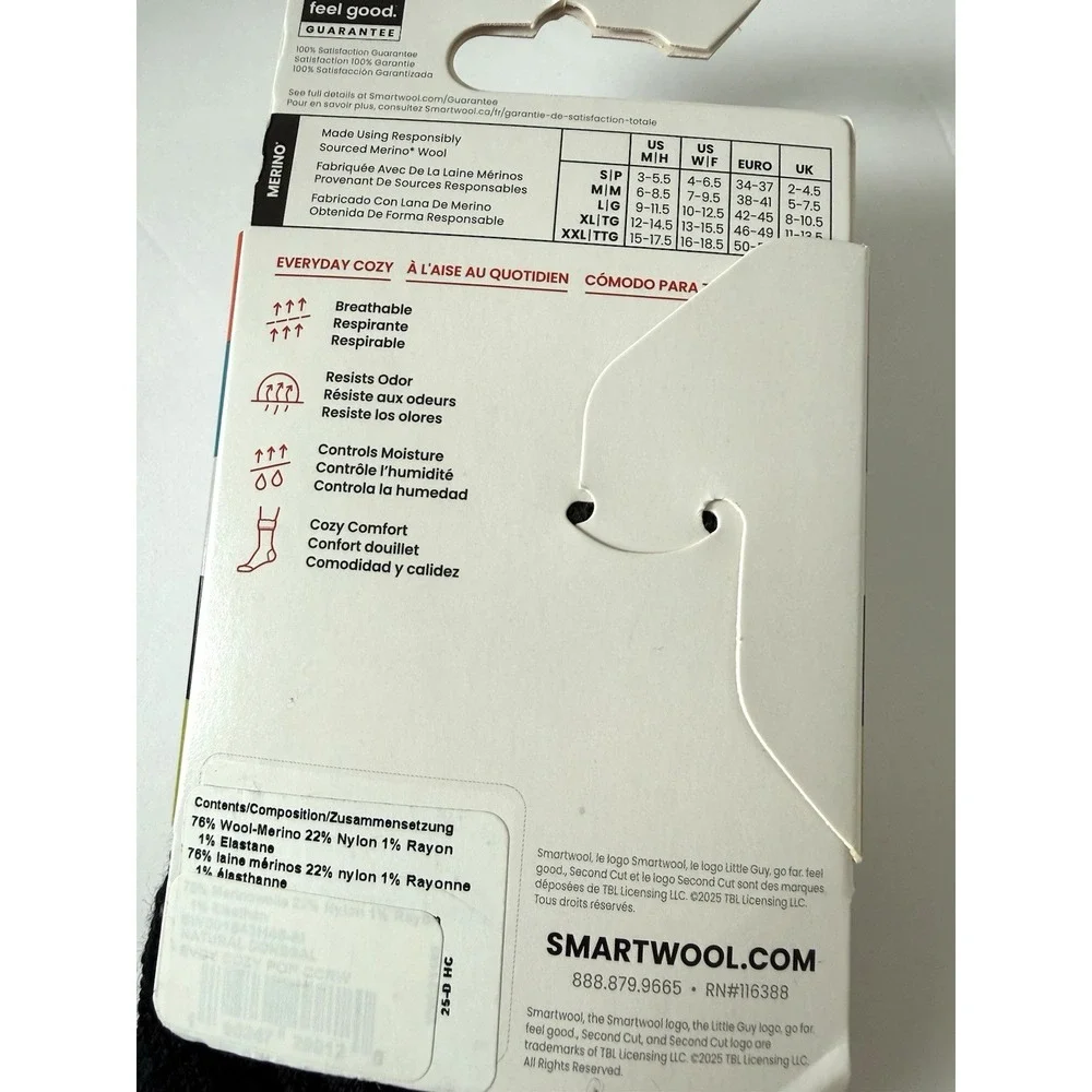 Smartwool Everyday Cable Crew Unisex Medium Full Cushion Gray Black Pattern NEW